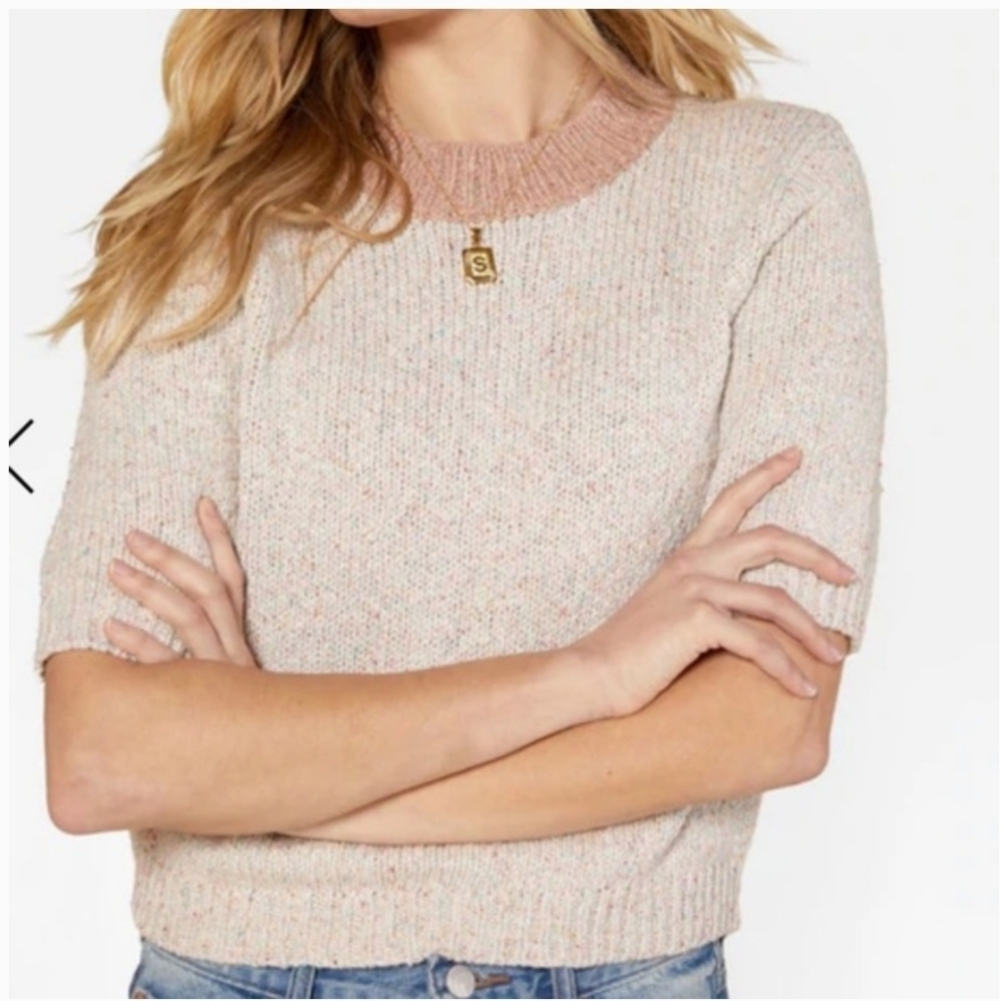 NWT Outerknown Sidney Sweater Small Short Sleeve Cotton Linen Silk